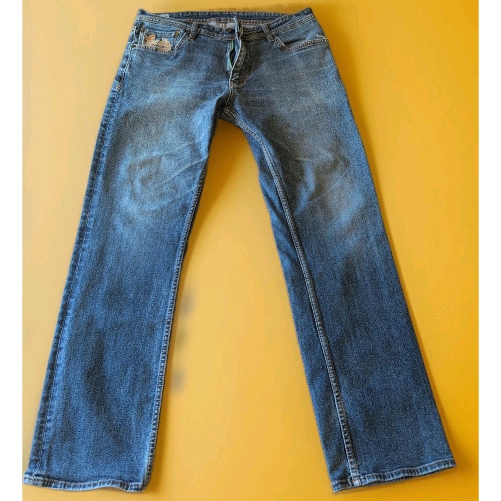 Rare Premium 501 Levi's  Rainbow Zip Fly Orange Tab Blue Jeans Tag‎ 34 x 34
